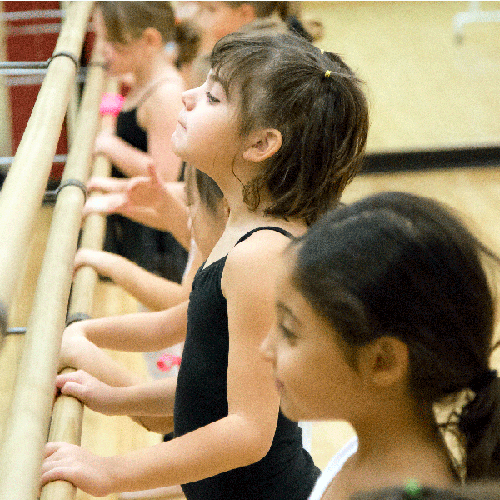 Learning ballet basics at Thomas Dance Studio.